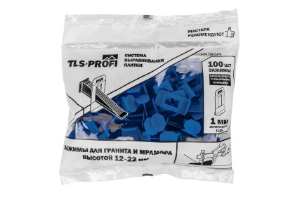 Система выравнивания плитки СВП Зажим 1 мм для гранитной и мраморной плитки высотой 12-22 ммTLS-Profi 100 шт
