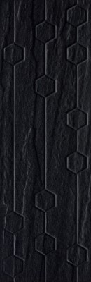 Плитка настенная Titanium Nero Heksagon Struktura 25х75