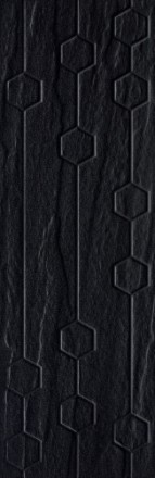 Плитка настенная Titanium Nero Heksagon Struktura 25х75