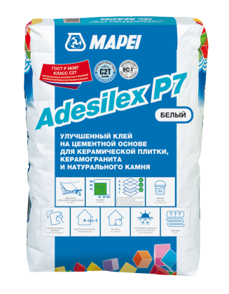 Клей для керамогранита Adesilex P7 белый  (мешок 25 кг)