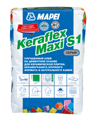 Клей для керамогранита и камня Keraflex Maxi S1, улучшенные характеристики  серый (мешок, 25 кг)