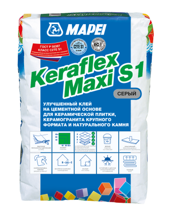 Клей для керамогранита и камня Keraflex Maxi S1, улучшенные характеристики  серый (мешок, 25 кг)