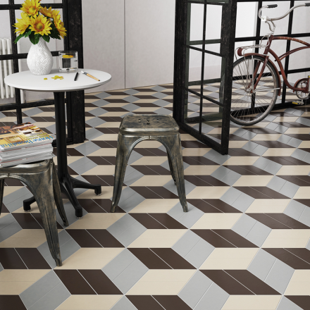 Плитка керамическая напольная 23200 CHEVRON Gris Mate LEFT 9х20,5 см