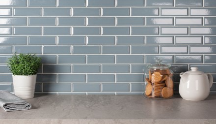 Керамическая мозаика Brick & Metro Metro Bluish-Grey Glossy 45х145