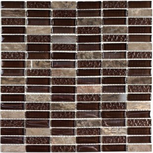 Стеклянная мозаика с камнем Super Line (brown) 4*300*300