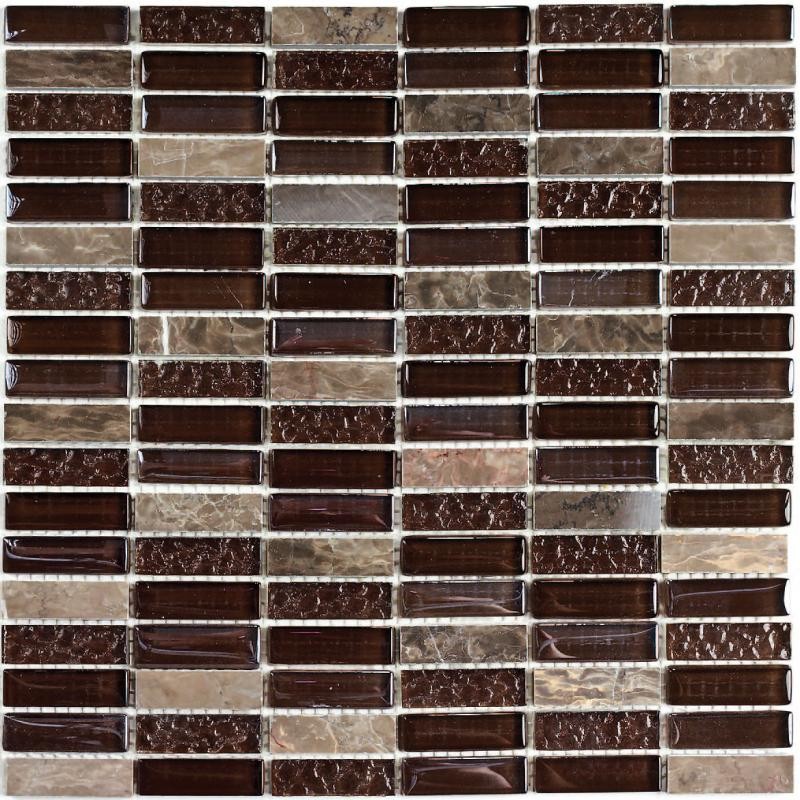 Стеклянная мозаика с камнем Super Line (brown) 4*300*300