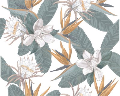 Панно Calacatta Ivori Strelitzia 20,1*50,5 ( комплект 2 штуки)