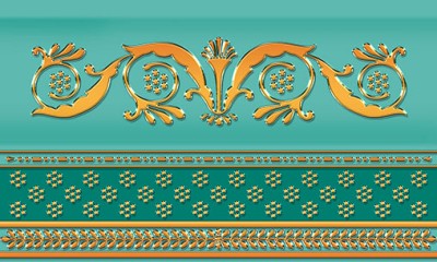 Золотой Бордюр объёмный 15*20 арт.13-01-1-25-43-71-910-0