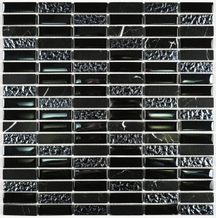 Стеклянная мозаика с камнем Super Line (black) 8*300*300