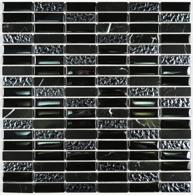 Стеклянная мозаика с камнем Super Line (black) 8*300*300