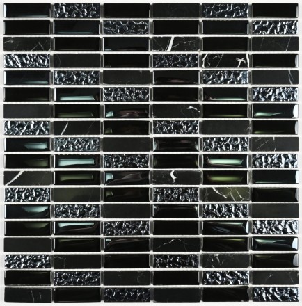 Стеклянная мозаика с камнем Super Line (black) 8*300*300