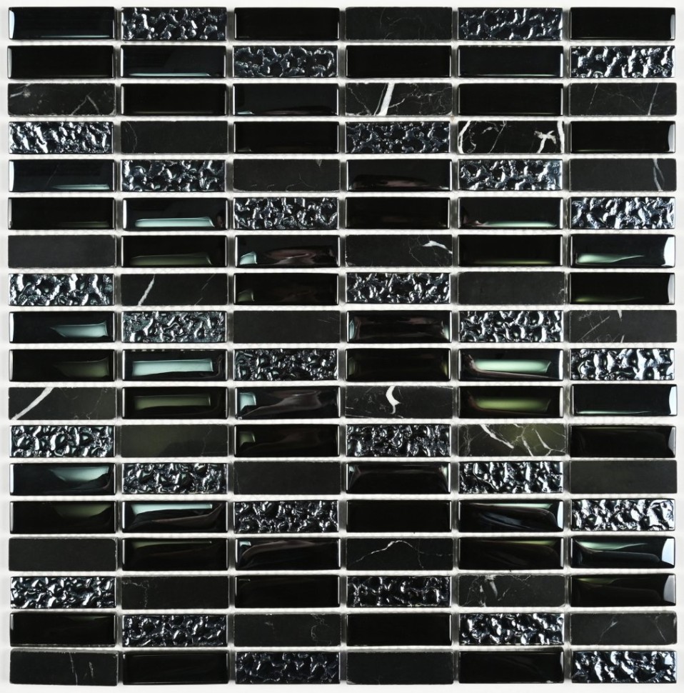 Стеклянная мозаика с камнем Super Line (black) 8*300*300