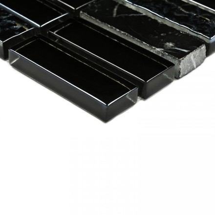 Стеклянная мозаика с камнем Super Line (black) 8*300*300