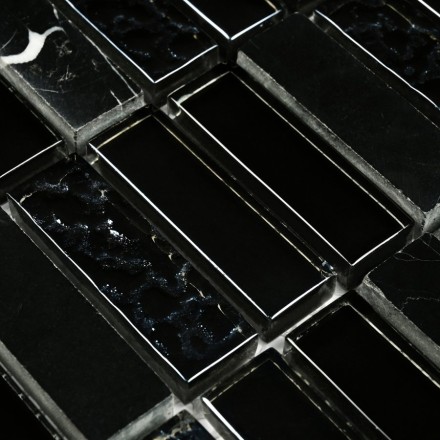 Стеклянная мозаика с камнем Super Line (black) 8*300*300