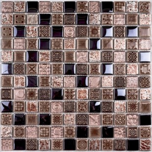 Стеклянная мозаика с камнем и керамикой Sudan 8*300*300