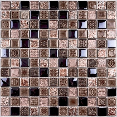 Стеклянная мозаика с камнем и керамикой Sudan 8*300*300