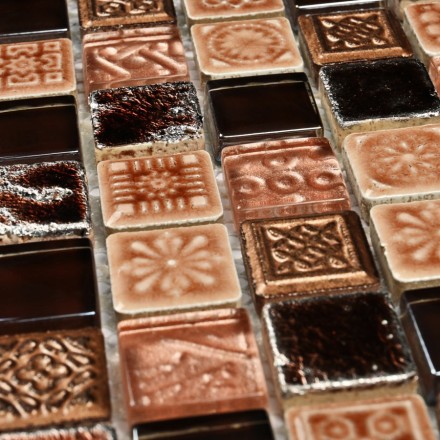 Стеклянная мозаика с камнем и керамикой Sudan 8*300*300