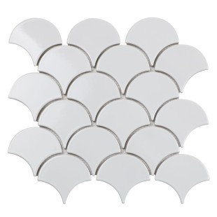 Керамическая мозаика Homework Fan Shape White Glossy