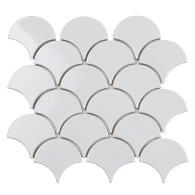 Керамическая мозаика Homework Fan Shape White Glossy