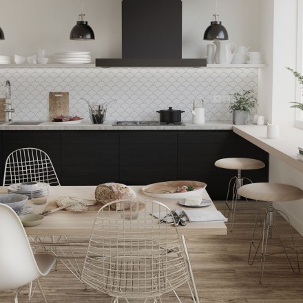 Керамическая мозаика Homework Fan Shape White Glossy