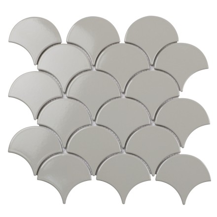 Керамическая мозаика Homework Fan Shape Light Grey Glossy