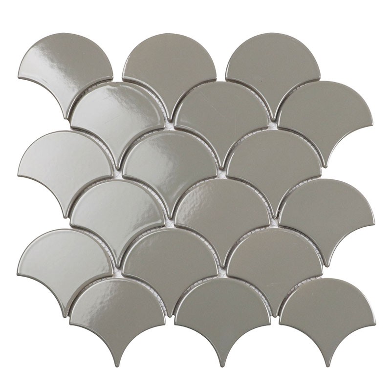 Керамическая мозаика Homework Fan Shape Dark Grey Glossy