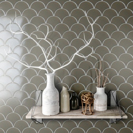 Керамическая мозаика Homework Fan Shape Dark Grey Glossy