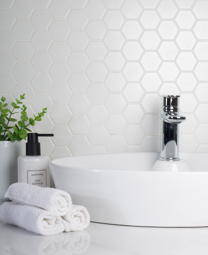 Керамическая мозаика Homework Hexagon small White Matt