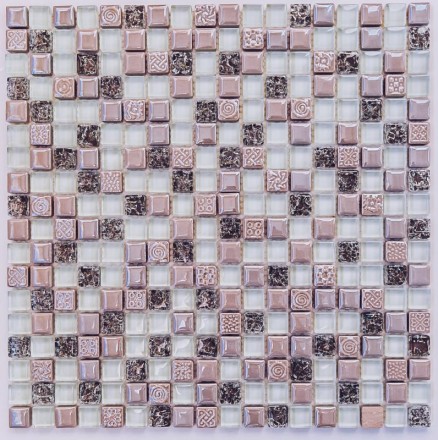 Стеклянная мозаика с керамикой Plaza 8*300*300