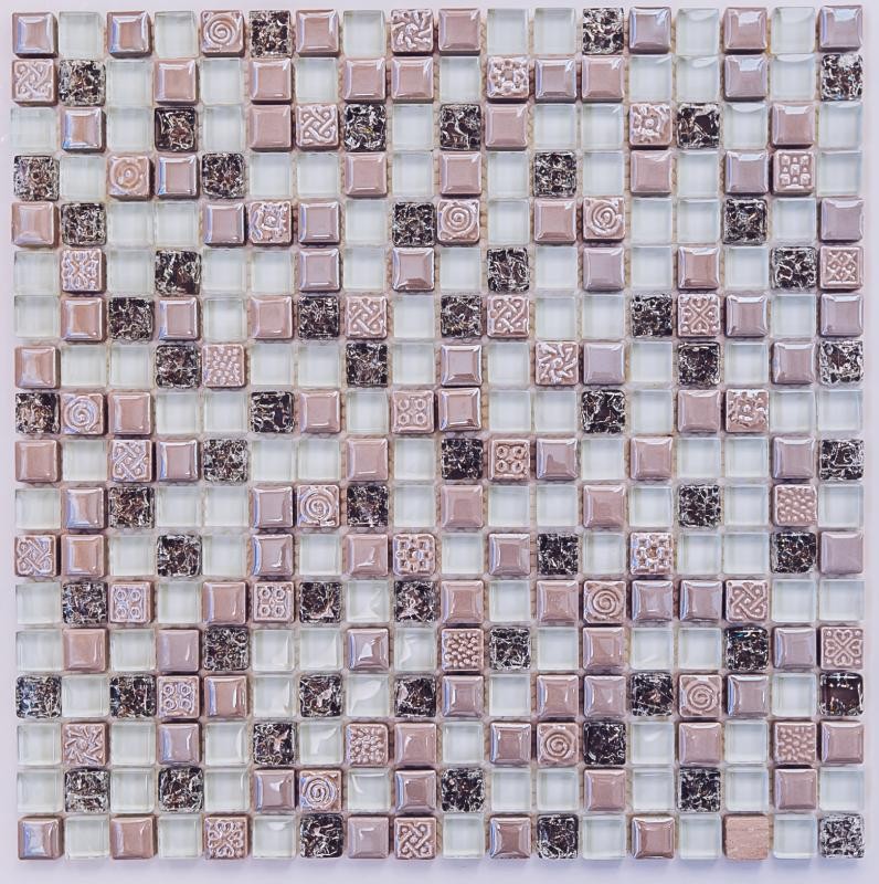 Стеклянная мозаика с керамикой Plaza 8*300*300
