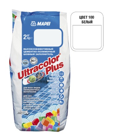 Затирка MAPEI ULTRACOLOR PLUS 100 белая 2 кг