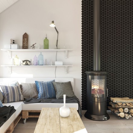 Керамическая мозаика Homework Hexagon Small Black Matt