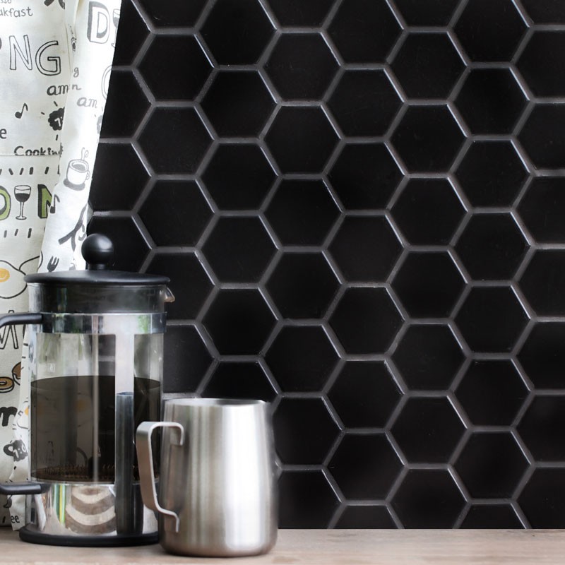 Керамическая мозаика Homework Hexagon Small Black Matt