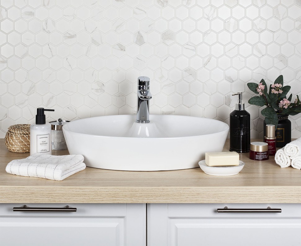 Керамическая мозаика Homework Hexagon Small Carrara Matt