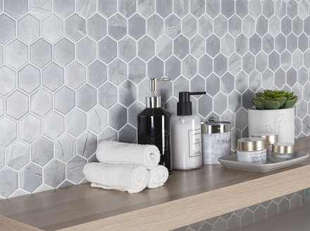 Керамическая мозаика Homework Hexagon Small Marble Grey Matt