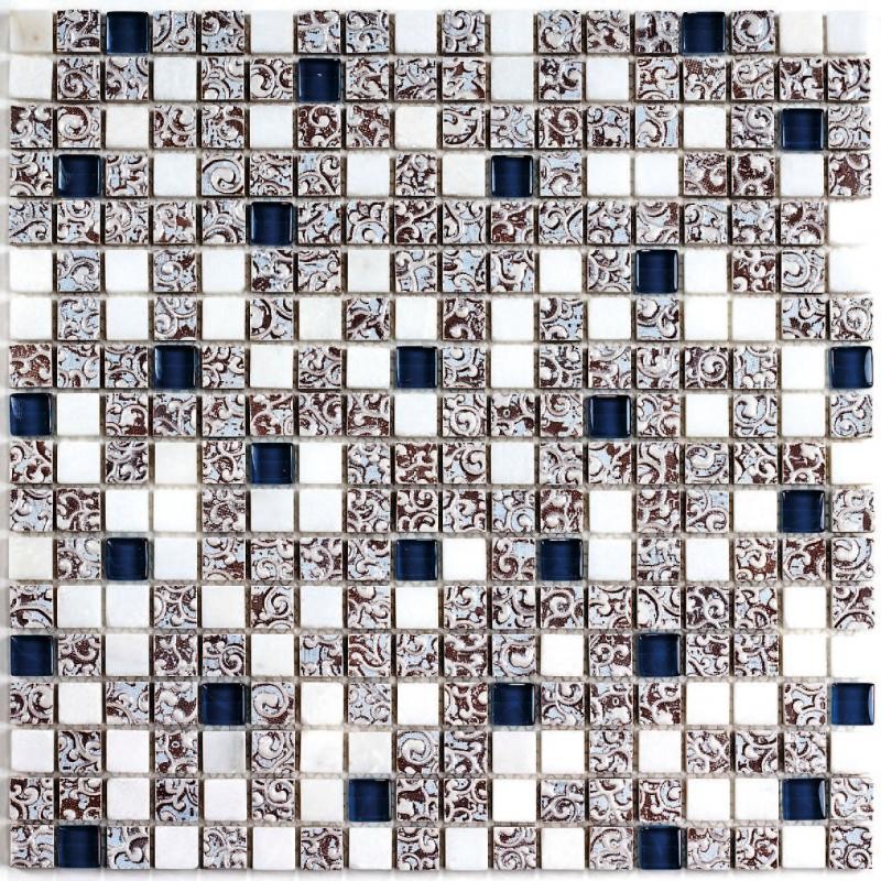 Стеклянная мозаика с керамикой Dreams Blue 8*300*300