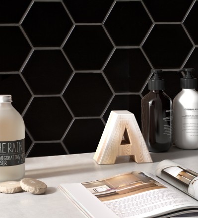 Керамическая мозаика Homework Hexagon Big Black Matt