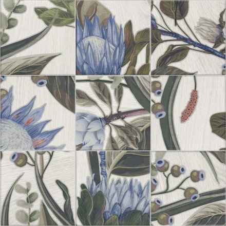 Керамогранит BOTTEGA  DECOR BLUE LEAVES 20x20 - Mainzu   