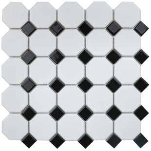 Керамическая мозаика Homework Octagon small White/Black Matt