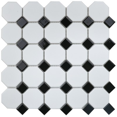 Керамическая мозаика Homework Octagon small White/Black Matt