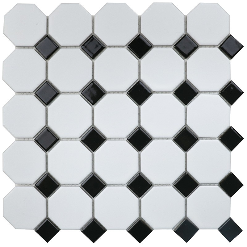 Керамическая мозаика Homework Octagon small White/Black Matt