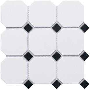 Керамическая мозаика Homework Octagon big White/Black Matt