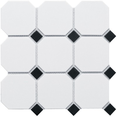 Керамическая мозаика Homework Octagon big White/Black Matt