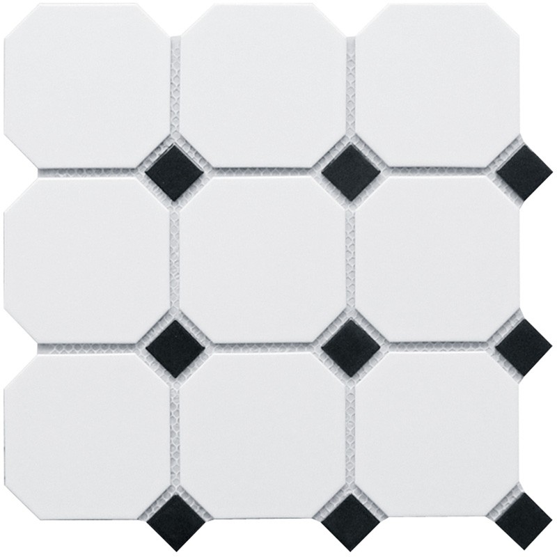 Керамическая мозаика Homework Octagon big White/Black Matt