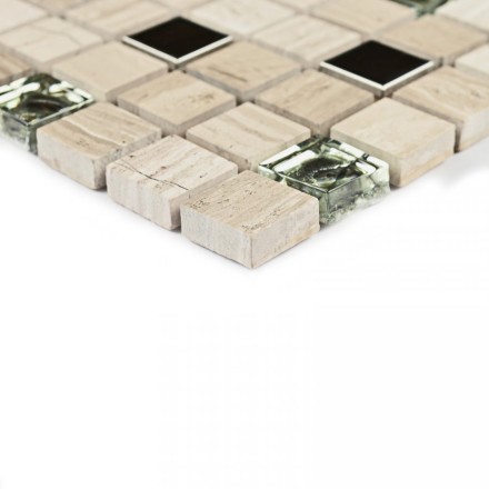 Мозаика натуральный камень с металлом и стеклом Tokyo 7*305*305