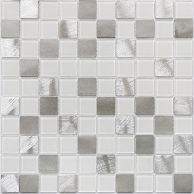 Стеклянная мозаика с металлом Titan Silver 4*319*319