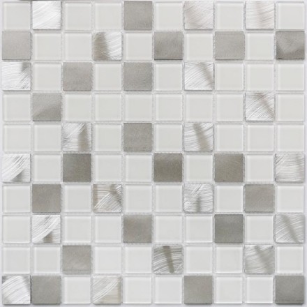 Стеклянная мозаика с металлом Titan Silver 4*319*319