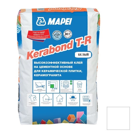 Клей для плитки, керамогранита Kerabond T-R белый (мешок 25 кг)