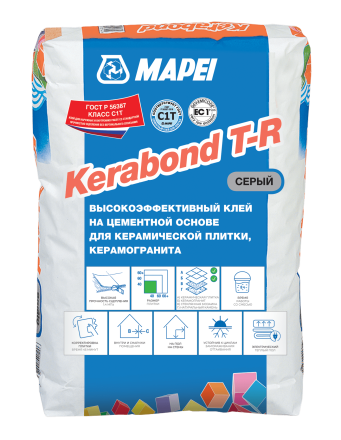 Клей для плитки, керамогранита Kerabond T-R серый (мешок 25 кг) 