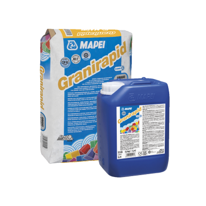 Клей двухкомпонентный улучшенный для всех видов плитки,Granirapid  (комплект 28 кг) белый